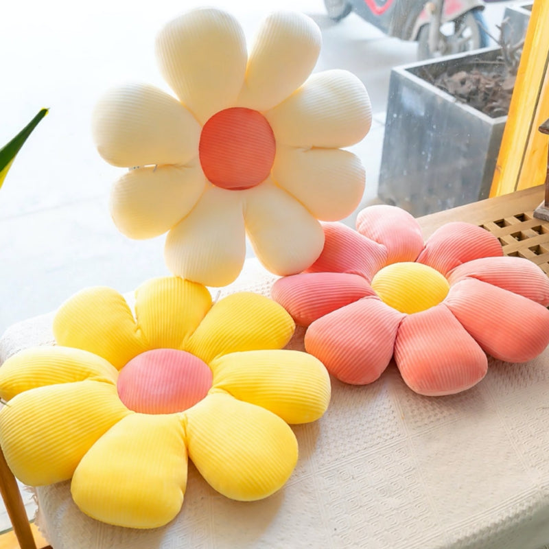 花型クッション 黄色とピンク デイジー お花 クッション – kocol