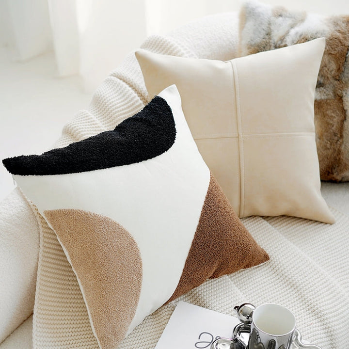 アートブラウンカラーブロッククッション kocol