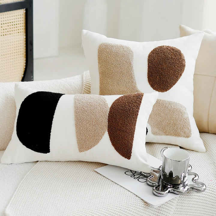 アートブラウンカラーブロッククッション kocol