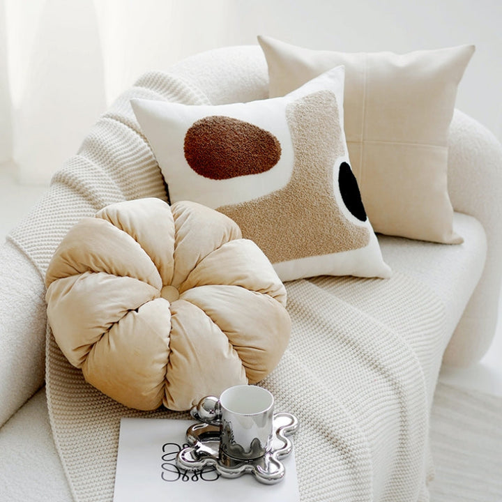 アートブラウンカラーブロッククッション kocol