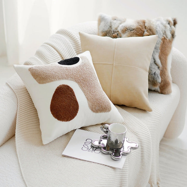 アートブラウンカラーブロッククッション kocol