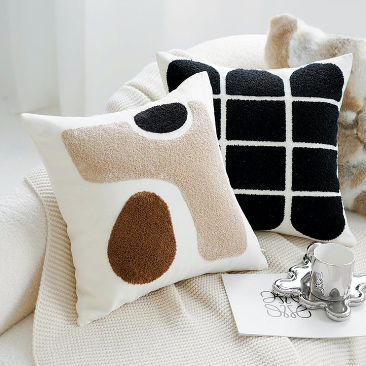 アートブラウンカラーブロッククッション kocol