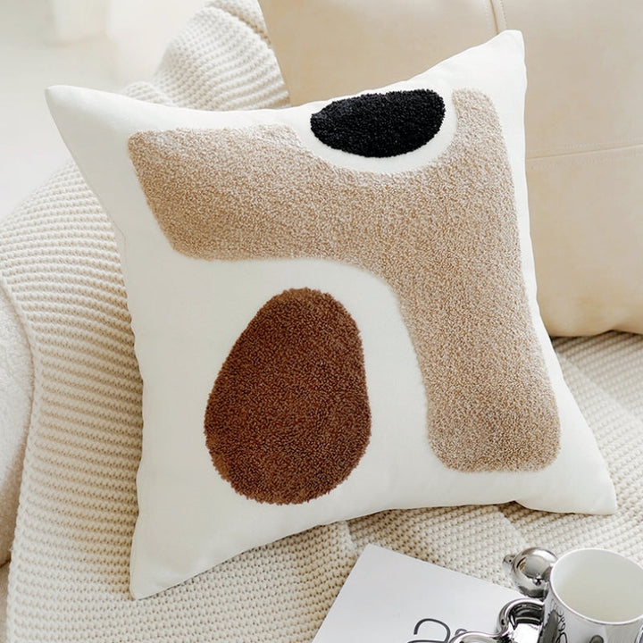 アートブラウンカラーブロッククッション kocol