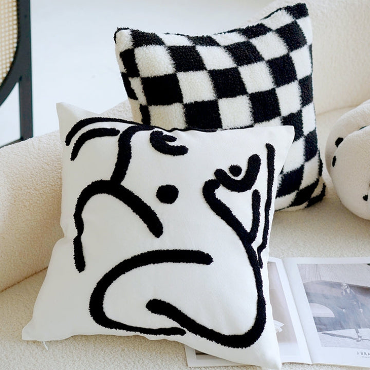 シンプル 白黒 クッションカバー kocol