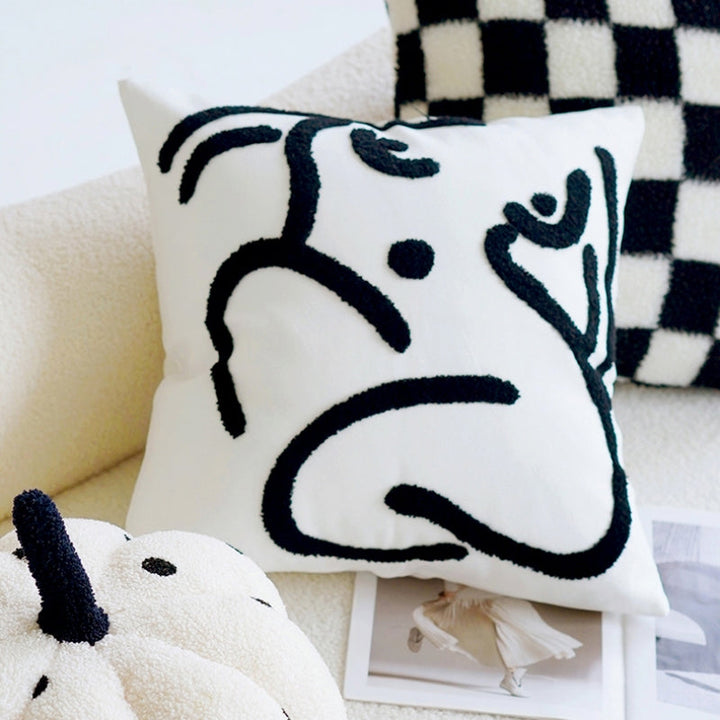 シンプル 白黒 クッションカバー kocol