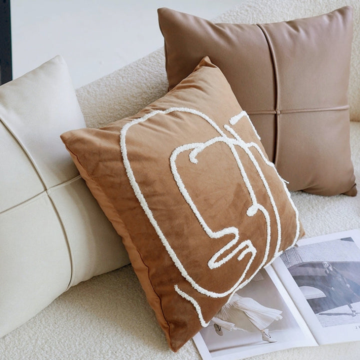 ブラウンクリームアート クッションカバー kocol