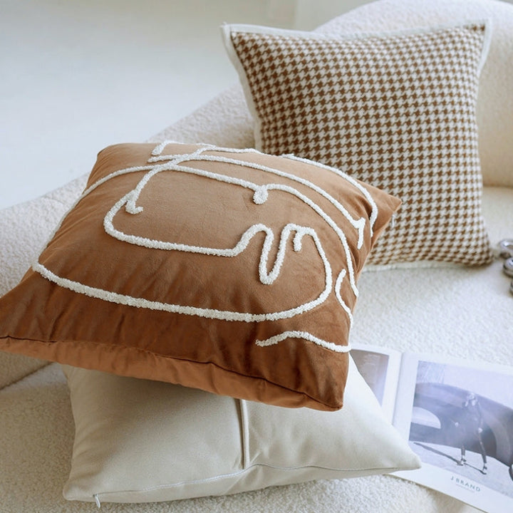 ブラウンクリームアート クッションカバー kocol