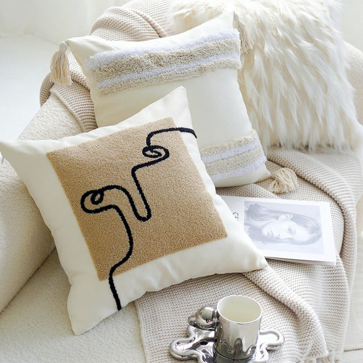 ブラウンレトロクリームライトクッションカバー kocol