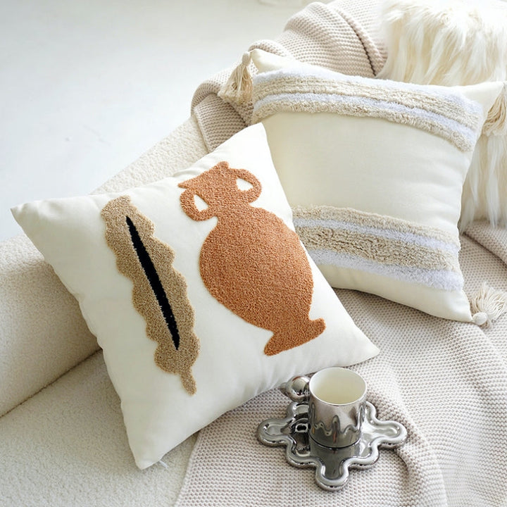 ブラウンレトロクリームライトクッションカバー kocol