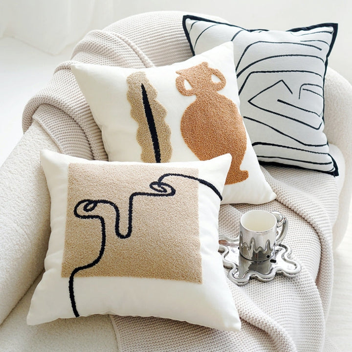 ブラウンレトロクリームライトクッションカバー kocol