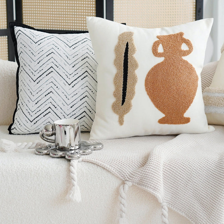 ブラウンレトロクリームライトクッションカバー kocol