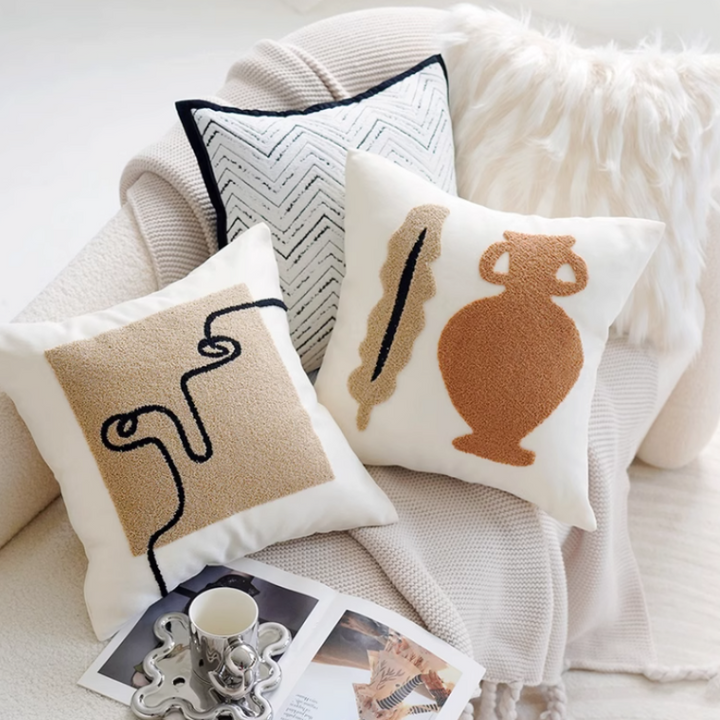 ブラウンレトロクリームライトクッションカバー kocol