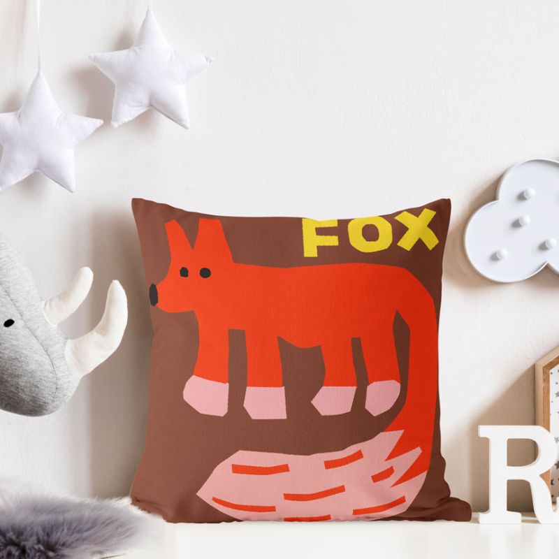 カラフルアニマルイラストクッション "キツネ" kocol