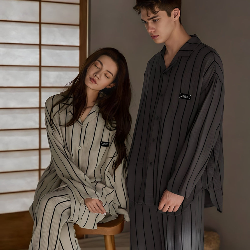 ストライプガーゼ長袖パジャマ kocol