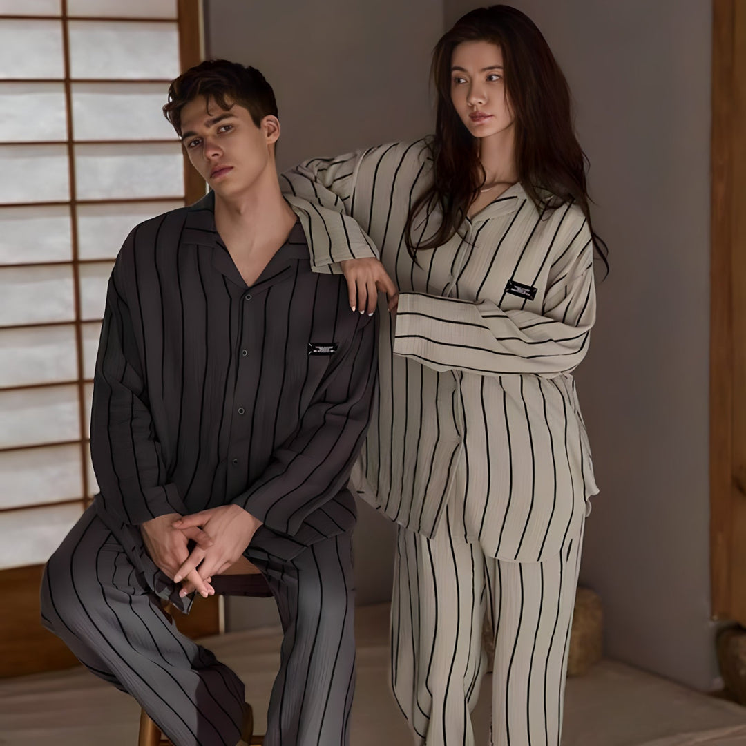 ストライプガーゼ長袖パジャマ kocol