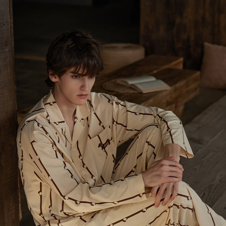 ダックスフンドストライプコットンパジャマ