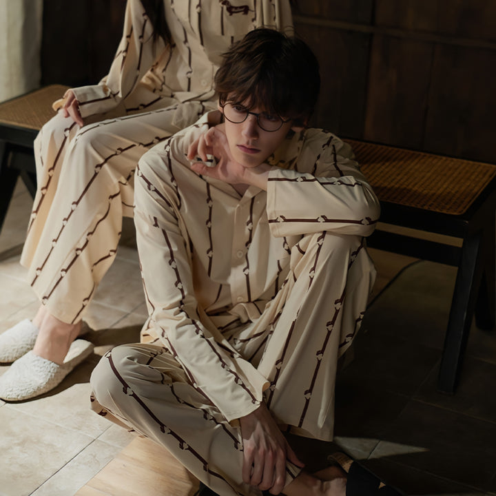 ダックスフンドストライプコットンパジャマ