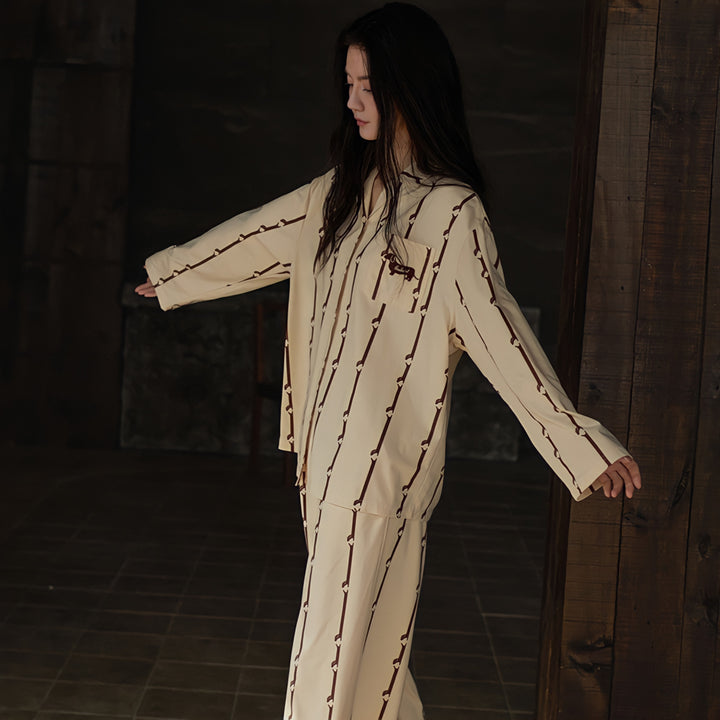 ダックスフンドストライプコットンパジャマ