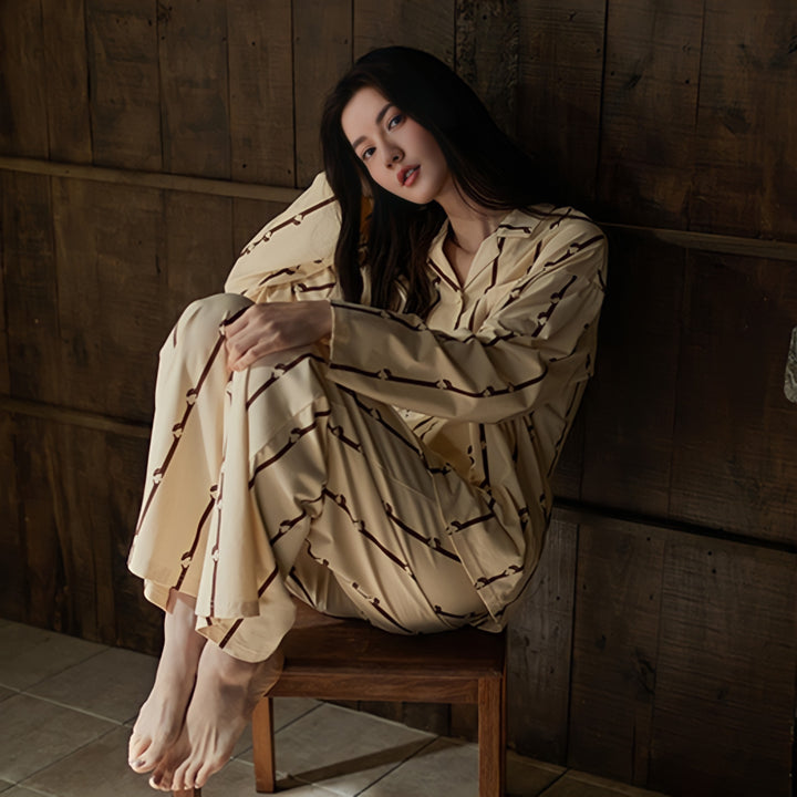 ダックスフンドストライプコットンパジャマ