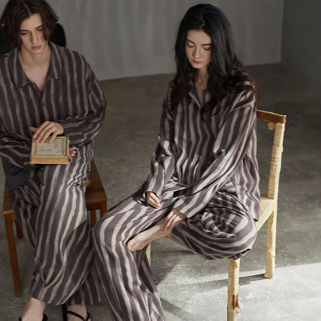 Soft Cotton Big Pocket Striped Pajamas