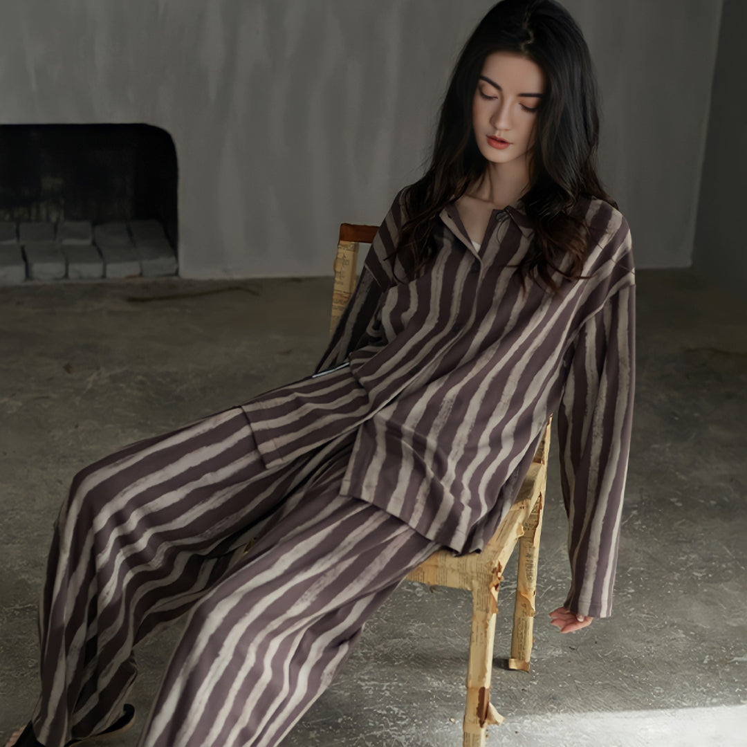 Soft Cotton Big Pocket Striped Pajamas