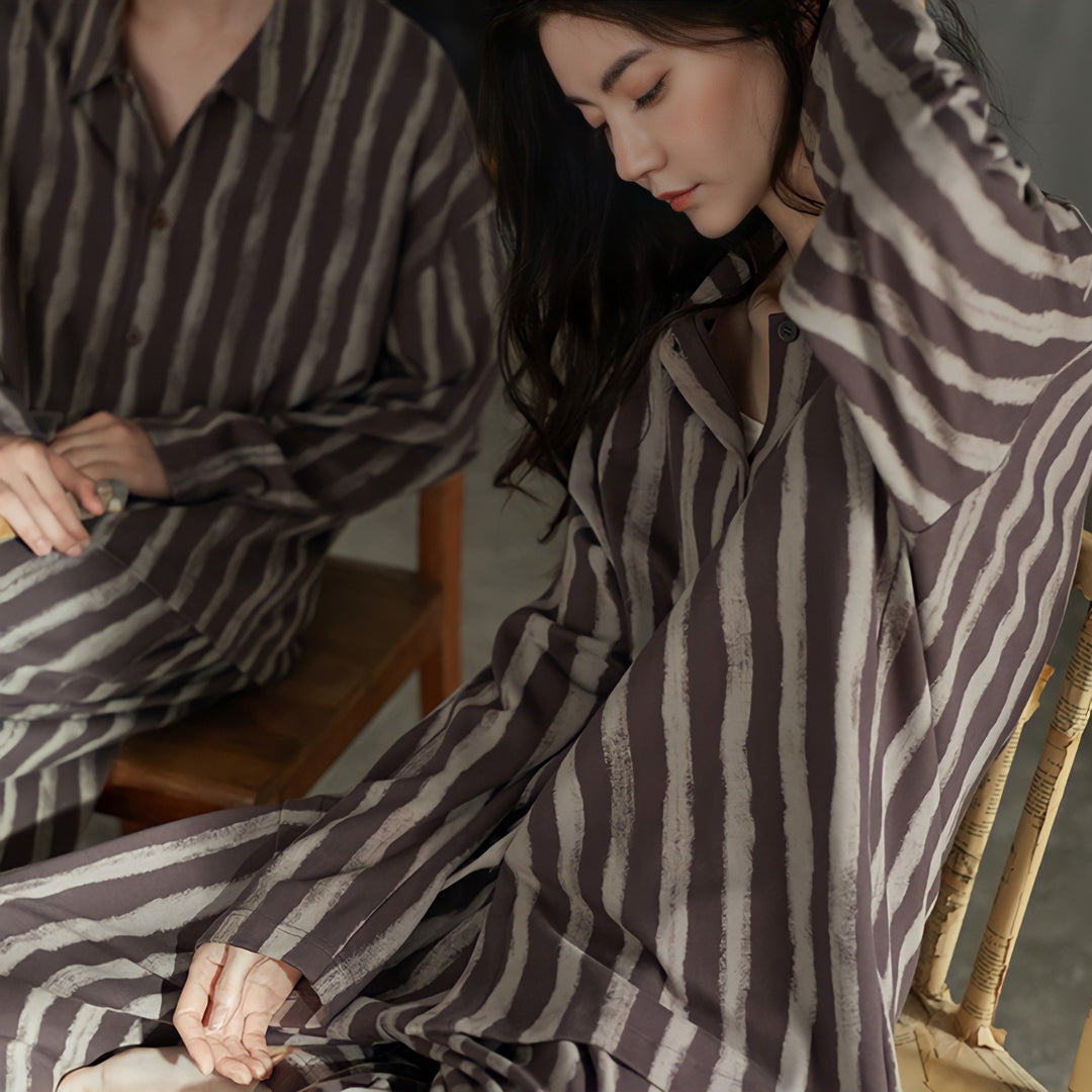 Soft Cotton Big Pocket Striped Pajamas