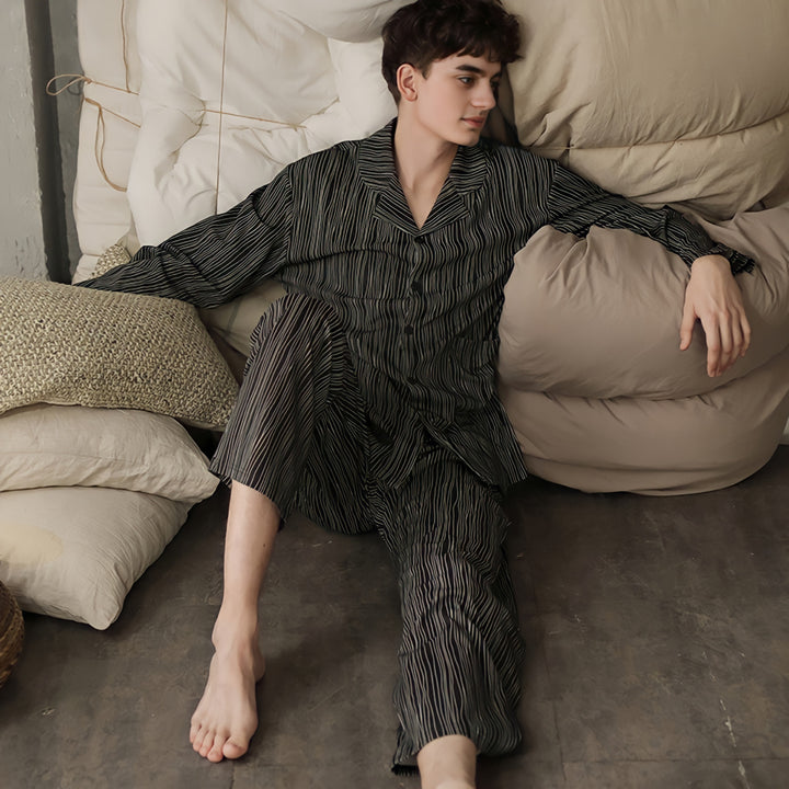 コットンシックストライプパジャマ