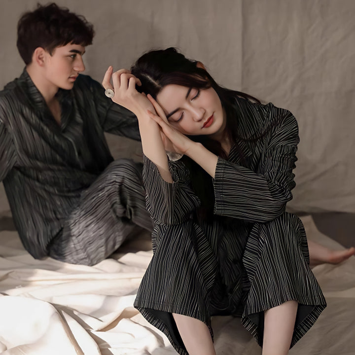 コットンシックストライプパジャマ