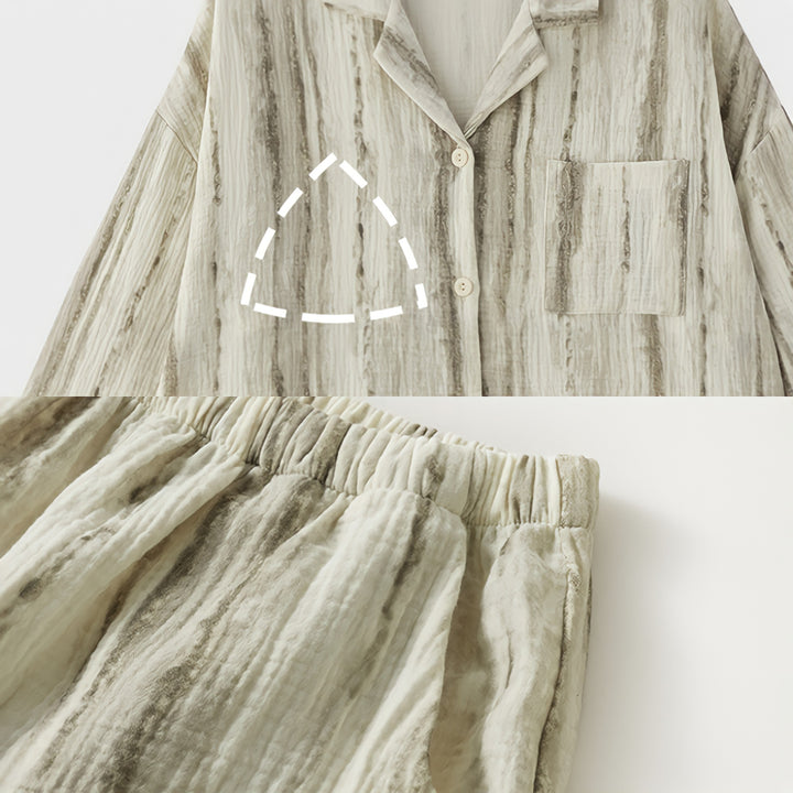 ニュアンスストライプコットンガーゼパジャマ