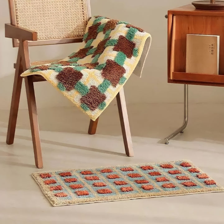 モザイクチェックバスマット