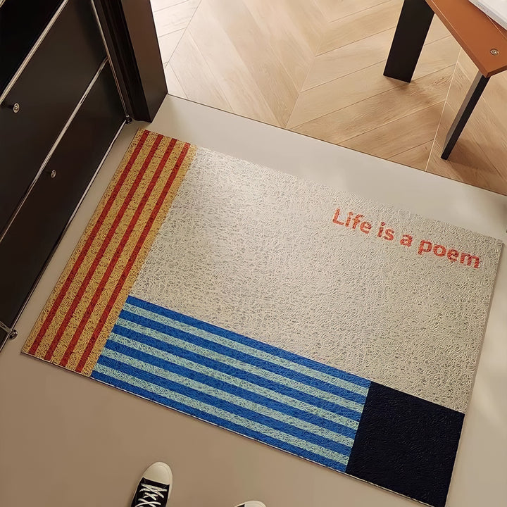 ポエムデザインカラーブロックドアマット オレンジ