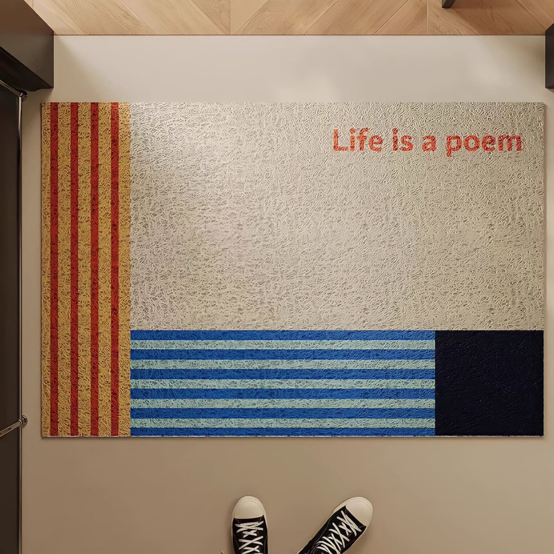 ポエムデザインカラーブロックドアマット オレンジ