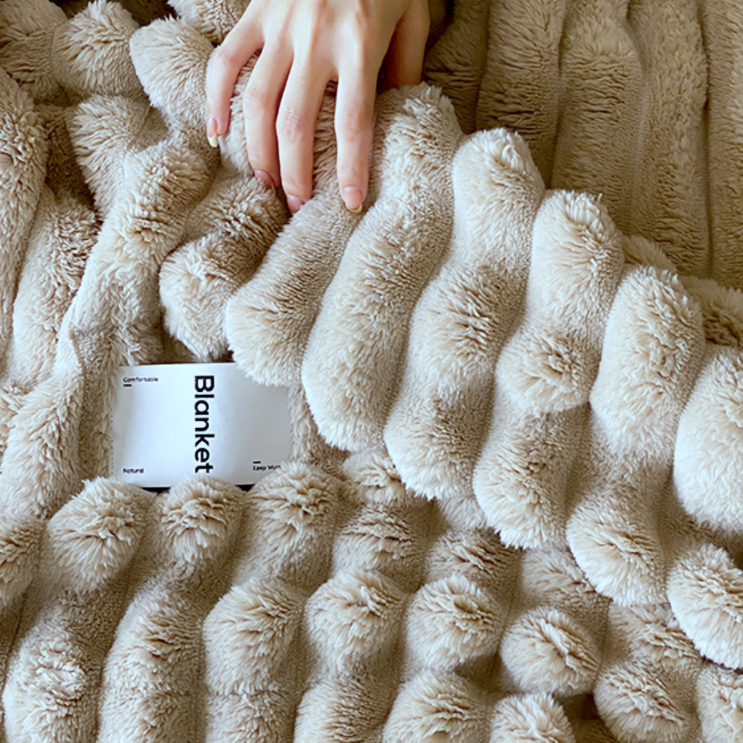 Colorful fluffy blanket "Beige"