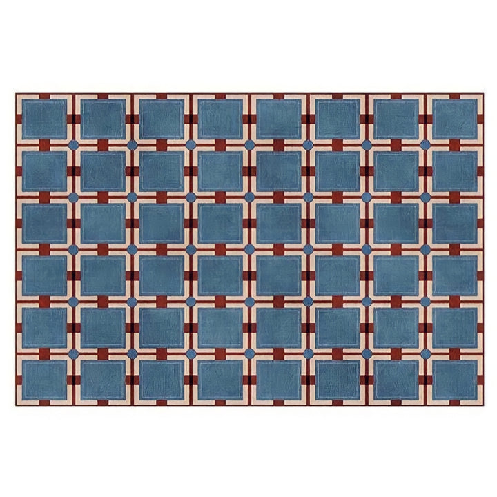 レトロパターンブロックチェックラグカーペット