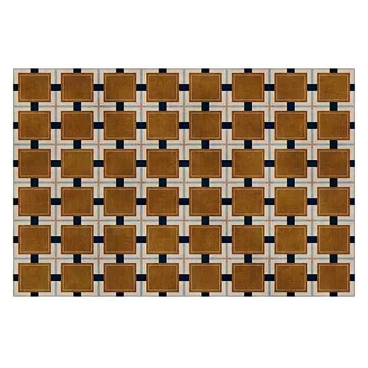 レトロパターンブロックチェックラグカーペット