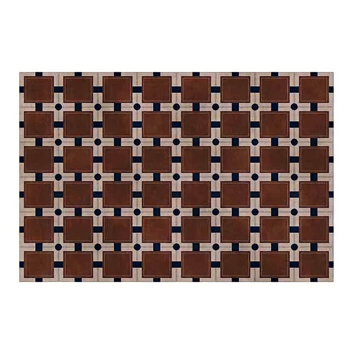 レトロパターンブロックチェックラグカーペット