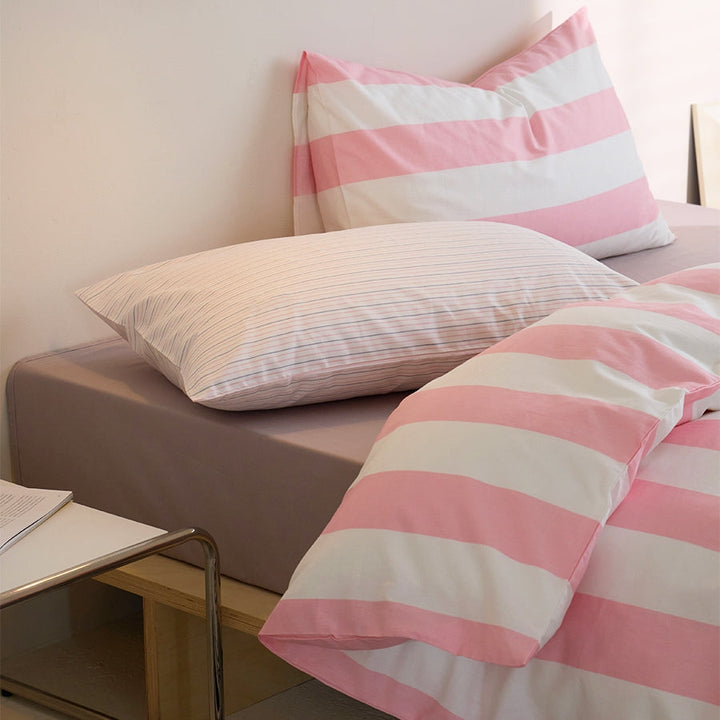 モダンストライプ寝具セット "ピンク&ホワイト" kocol