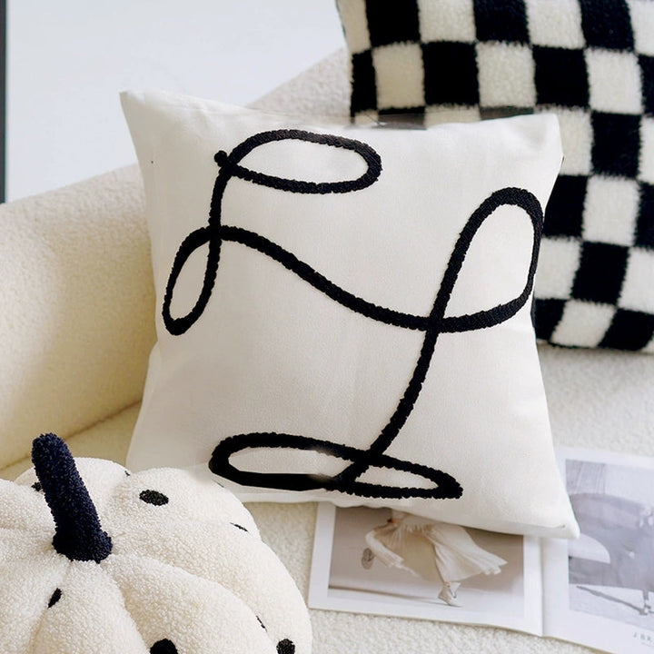 シンプル 白黒 クッションカバー kocol