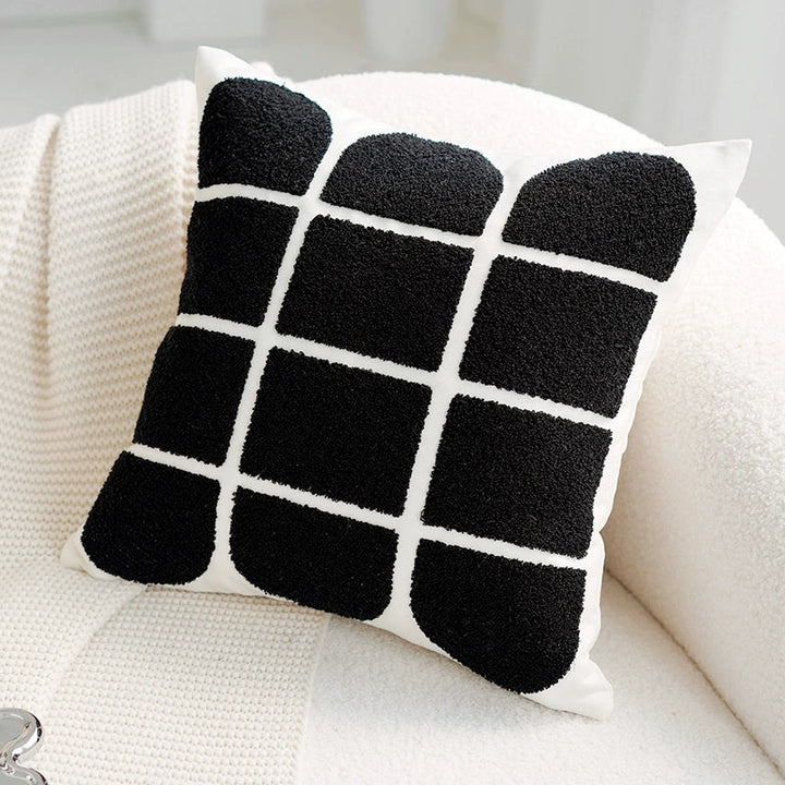 アートブラウンカラーブロッククッション kocol