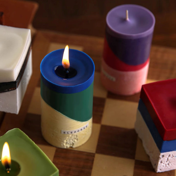 バイカラーブロックキャンドル