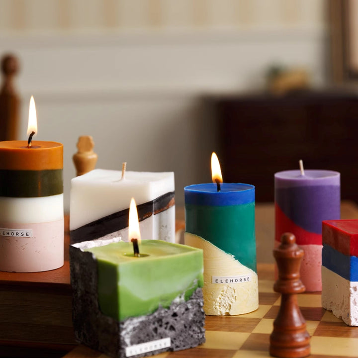バイカラーブロックキャンドル