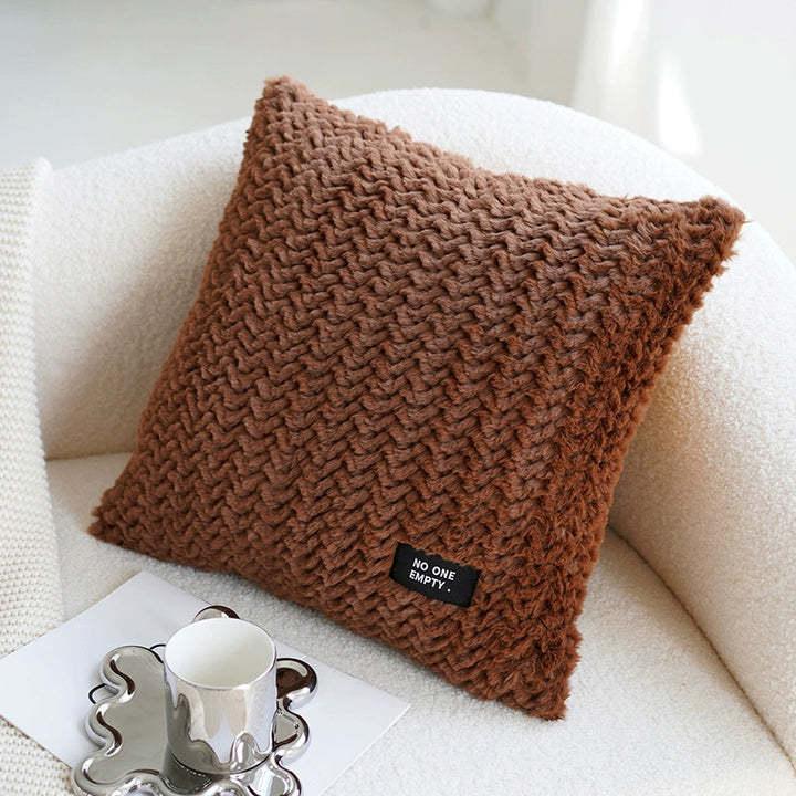 アートブラウンカラーブロッククッション kocol