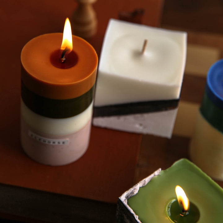 バイカラーブロックキャンドル