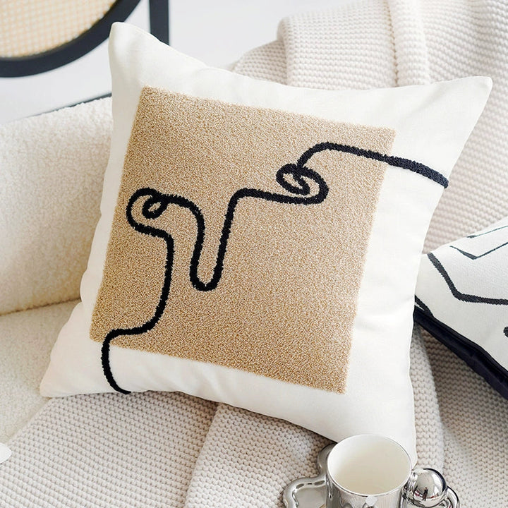 ブラウンレトロクリームライトクッションカバー kocol