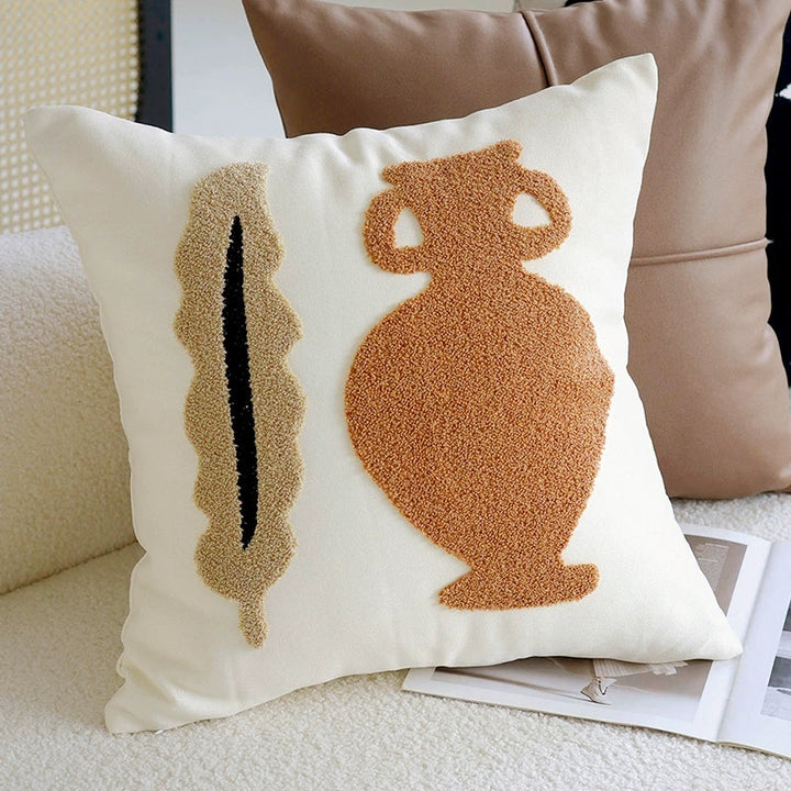 ブラウンクリームアート クッションカバー kocol