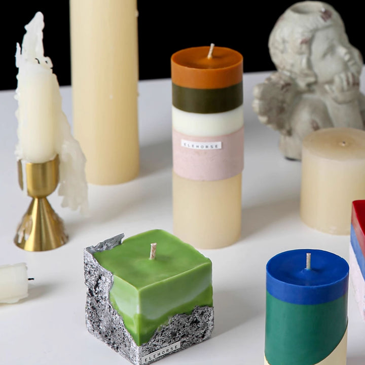 バイカラーブロックキャンドル
