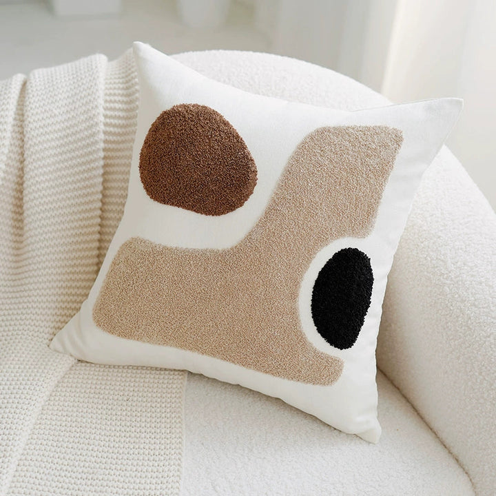 アートブラウンカラーブロッククッション kocol