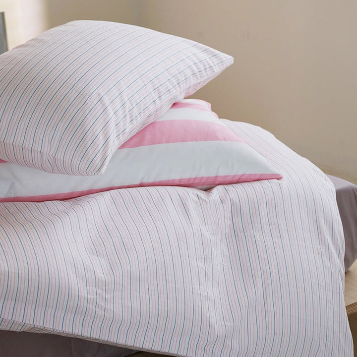 モダンストライプ寝具セット "ピンク&ホワイト" kocol