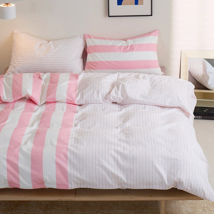 モダンストライプ寝具セット "ピンク&ホワイト" kocol
