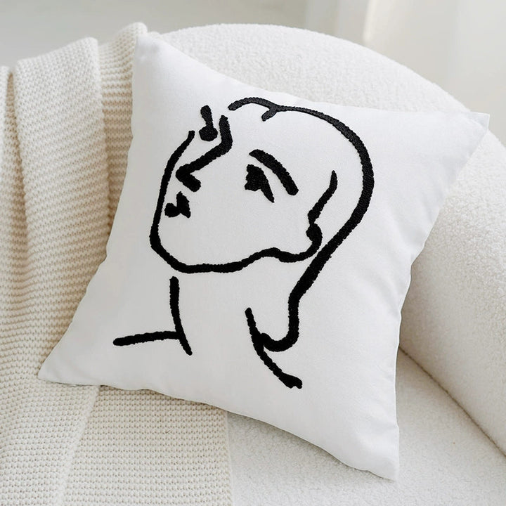 アートブラウンカラーブロッククッション kocol